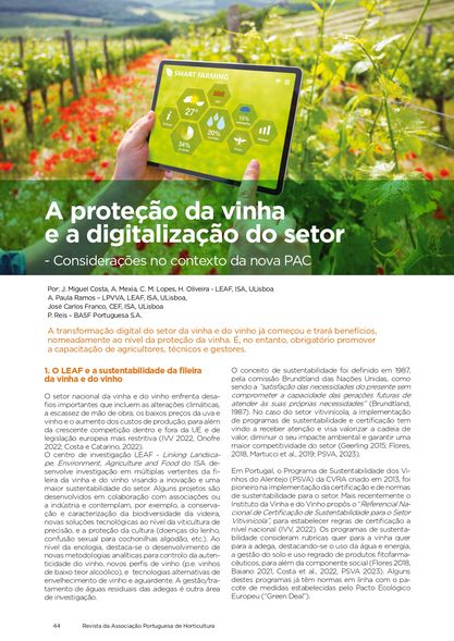 Investigador do CEF colabora em artigo técnico sobre a proteção da vinha e a digitalização do setor