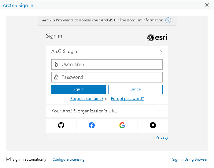 Execução - Login ArGIS Pro
